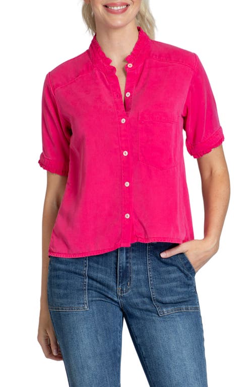 Apny Short Sleeve Button-up Shirt In Pink