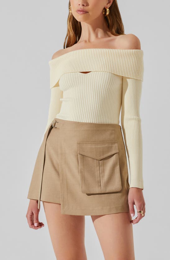 Shop Astr The Label Brylee Wrap Cargo Miniskirt In Taupe