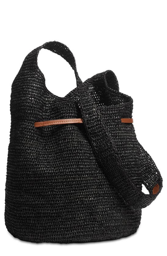 Shop Rag & Bone Daily Straw Bucket Bag In Black