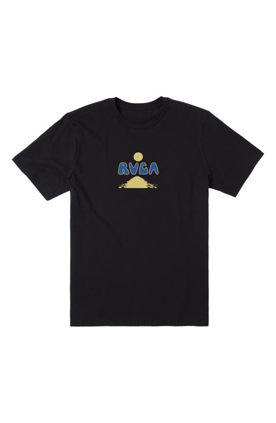 Rvca Blue Lagoon Cotton Graphic T-shirt In Black