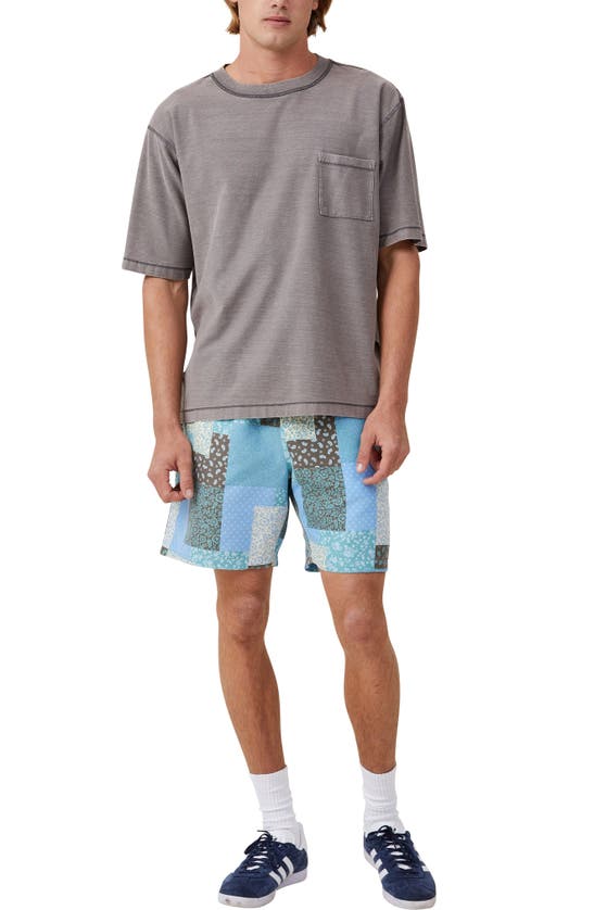 Shop Cotton On Kahuna Drawstring Shorts In Teal Patchwork