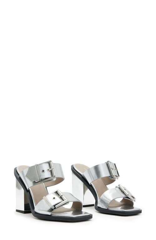 Camille Slide Sandal in Metallic Silver