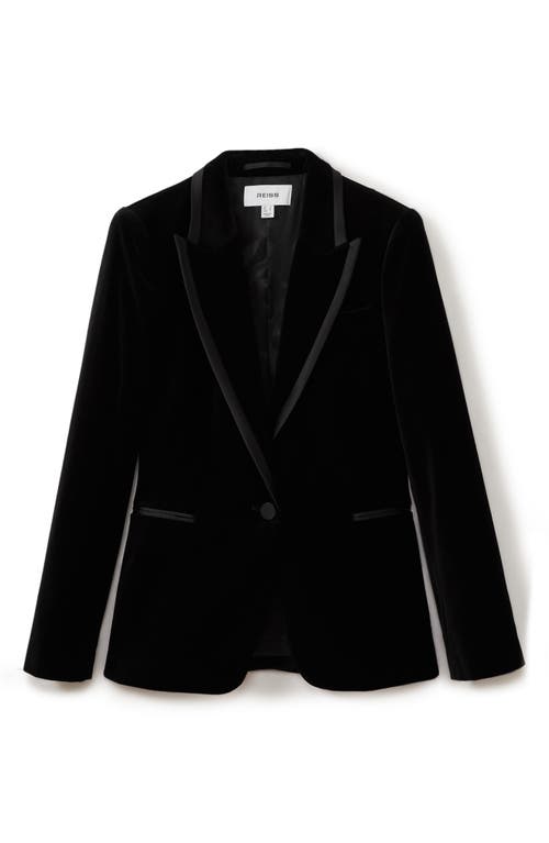 Shop Reiss Parisa Cotton Velveteen Tuxedo Jacket In Black