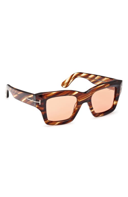 Shop Tom Ford Ilias 50mm Square Sunglasses In Shiny Amber/terracotta