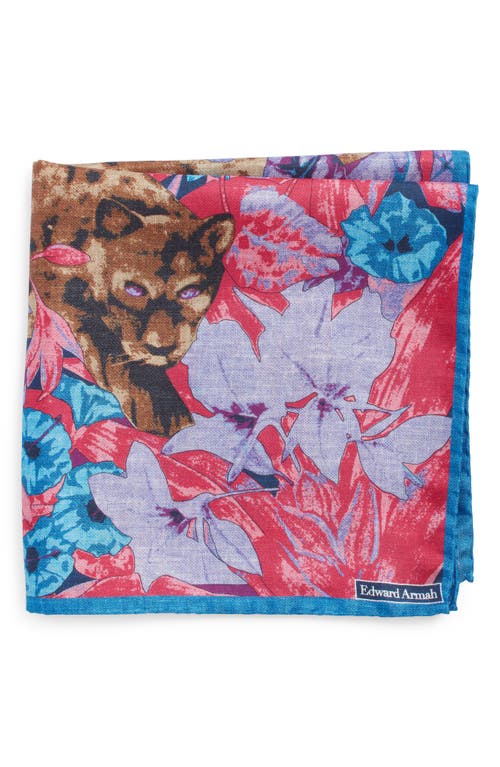 Leopard & Jungle Print Silk Pocket Square in Rose