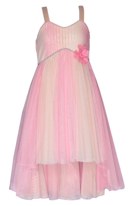 Iris & Ivy Kids' Sparkle Ombré High-low Party Dress In Coral