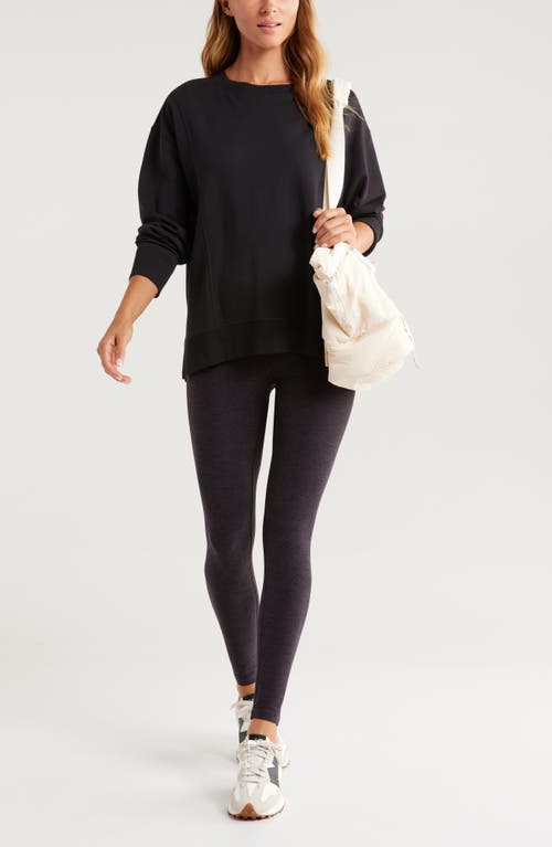 Shop Zella Luxe French Terry Sweatshirt In Black