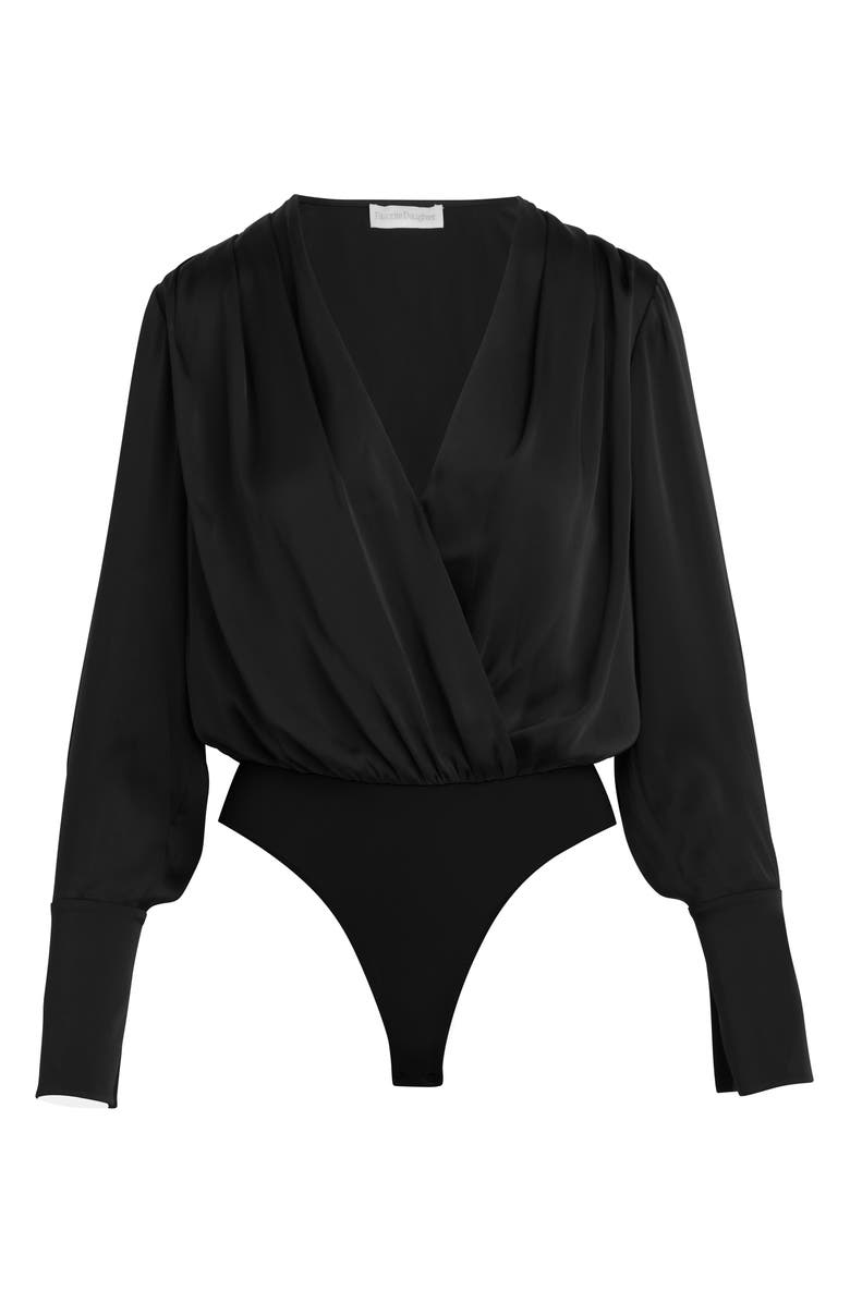 Favorite Daughter Surplice Long Sleeve Satin Bodysuit | Nordstrom