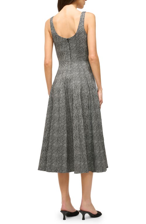 Shop Staud Wells Fit & Flare Midi Dress In Textured Herringbone