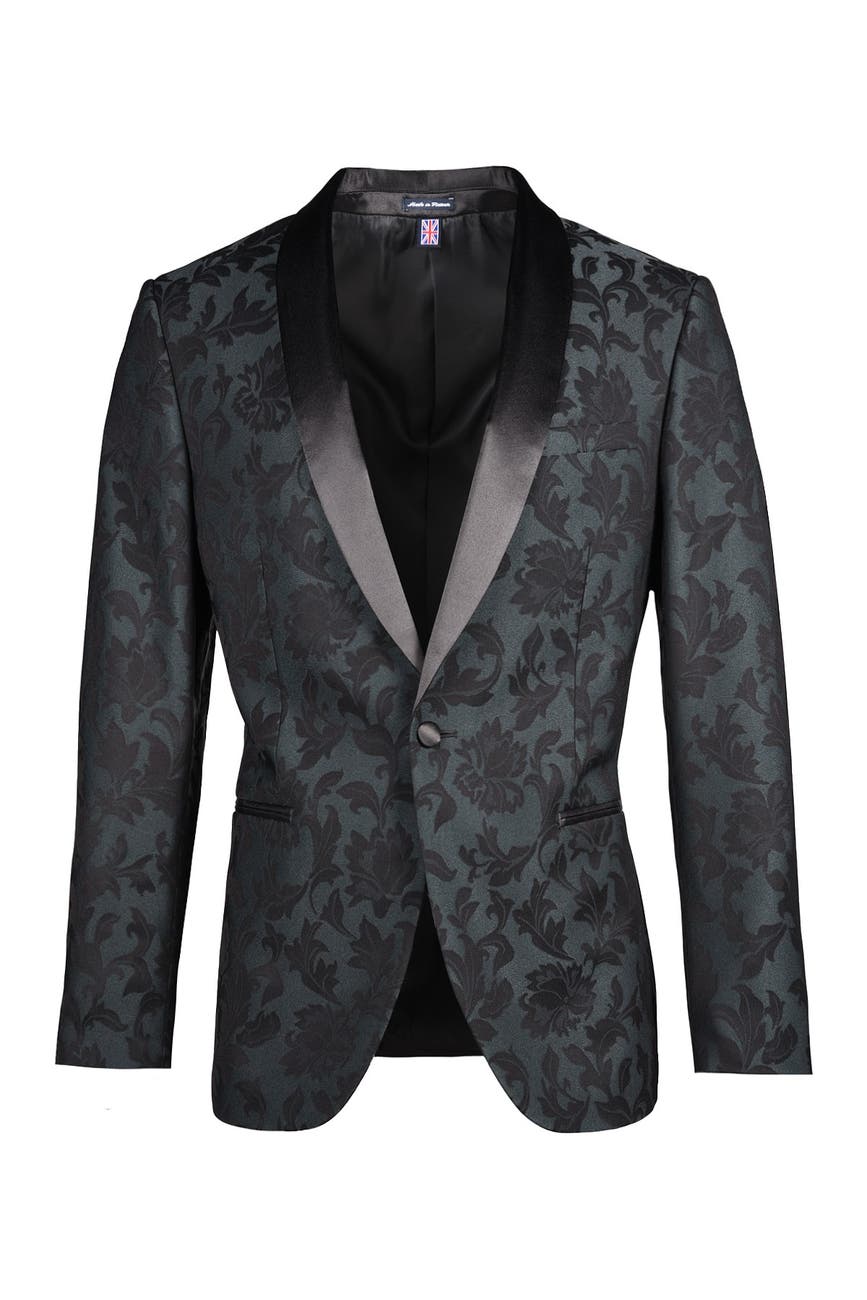 SAVILE ROW CO | Black Fancy Slim Fit Satin Shawl Collar Evening Jacket ...