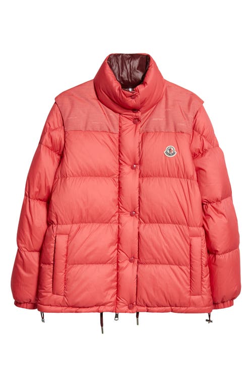 Moncler Verone Convertible Down Puffer Jacket In Red