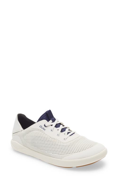 Olukai Punini Mens Leather Lifestyle Casual And Fashion Sneakers In Bright White/pacifica