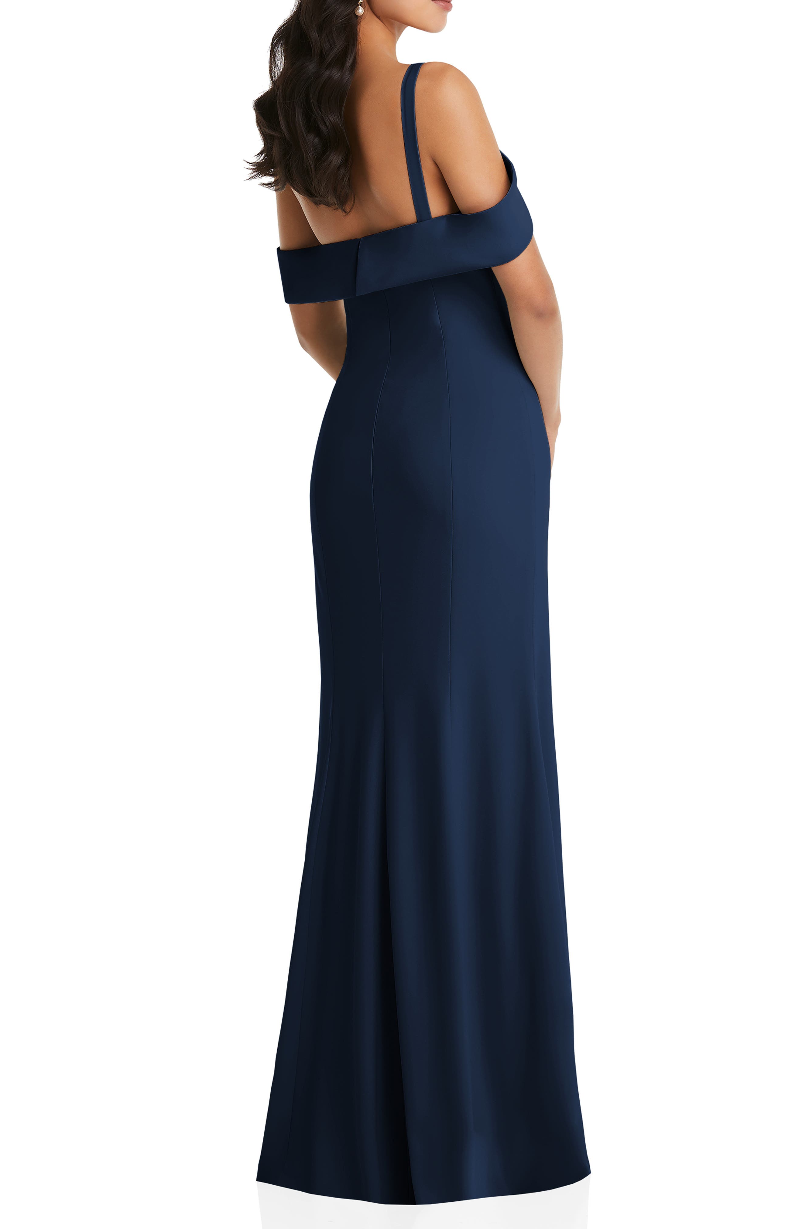 after six one shoulder gown