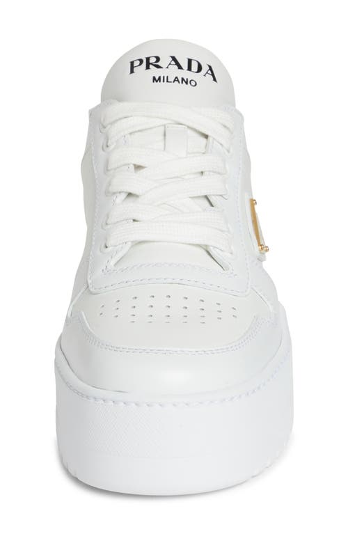 Shop Prada Flatform Downtown Logo Platform Sneaker In Bianco