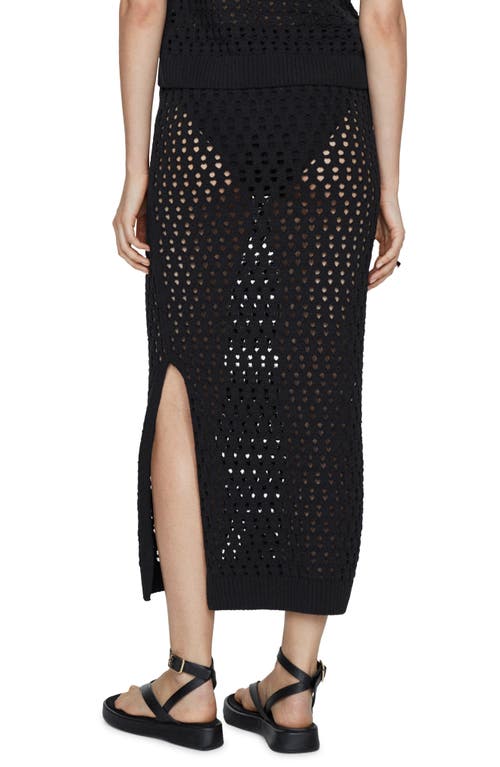 Mango Open Stitch Knit Midi Skirt In Black