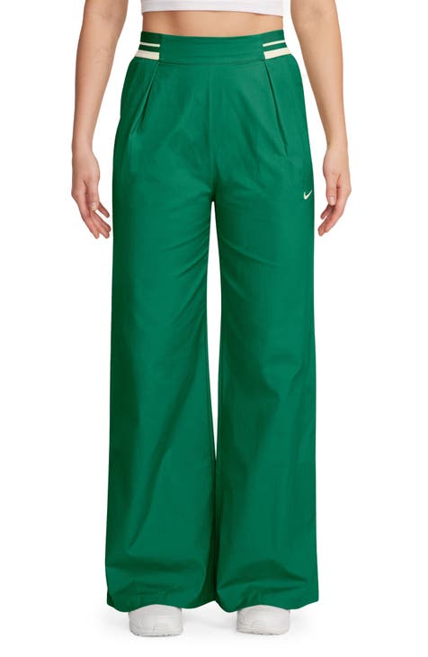 me Women's Linen Blend Tie Waist Wide Leg Pants - Bright Green - Size 8