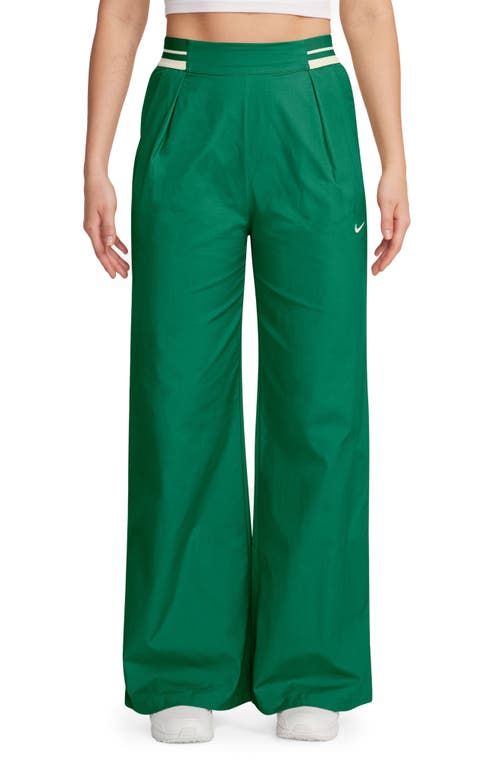 Nike High Waist Cotton Pants In Malachite/sail