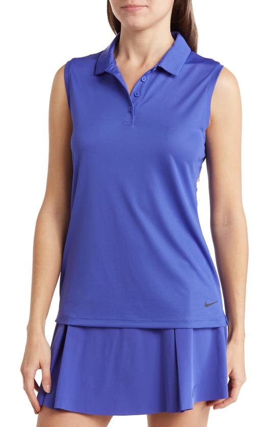 Nike Court Victory Dri-fit Semisheer Sleeveless Polo In Lapis/ Black