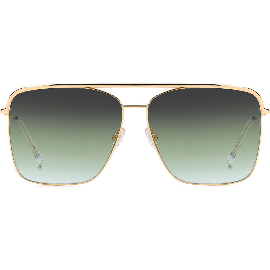 Isabel Marant Wild Metal 62mm Gradient Oversize Rectangular Sunglasses In Rose Gold/grey Green