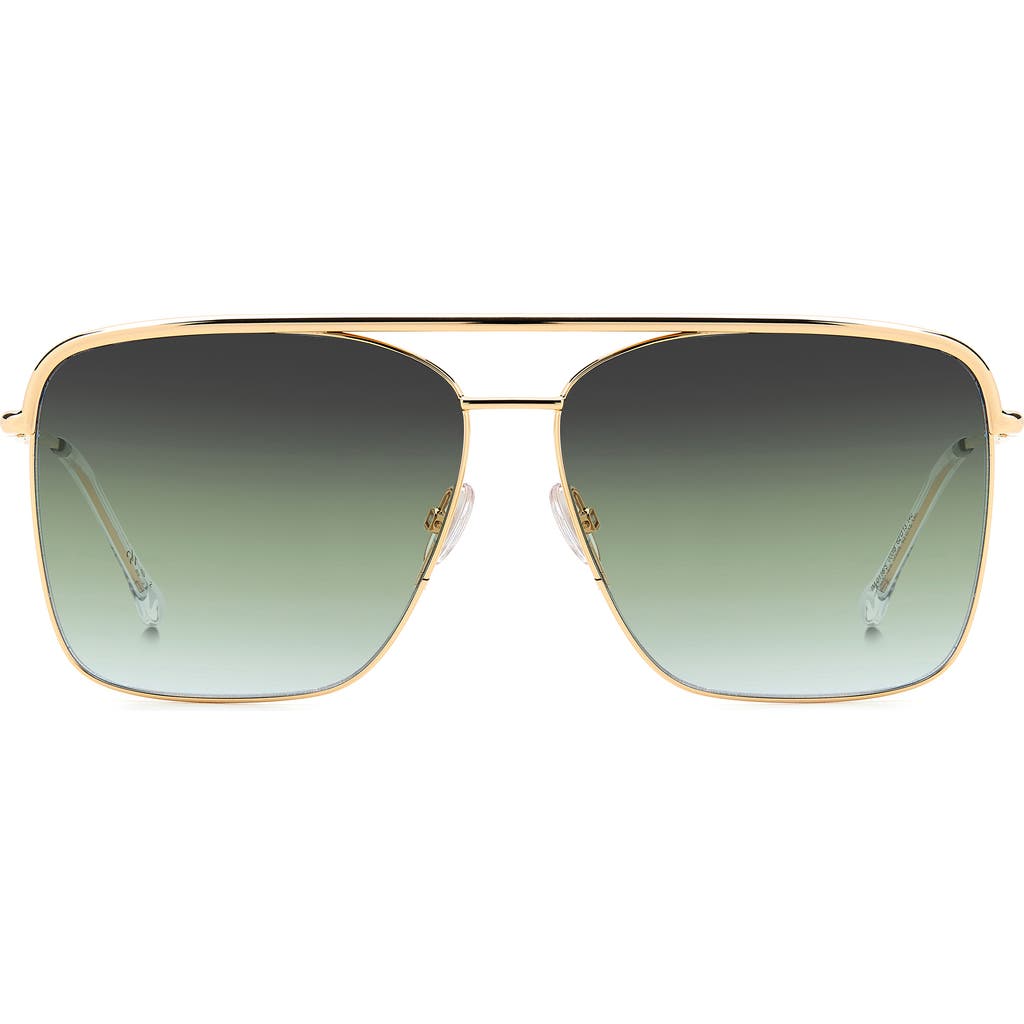 Isabel Marant Wild Metal 62mm Gradient Oversize Rectangular Sunglasses In Rose Gold/grey Green