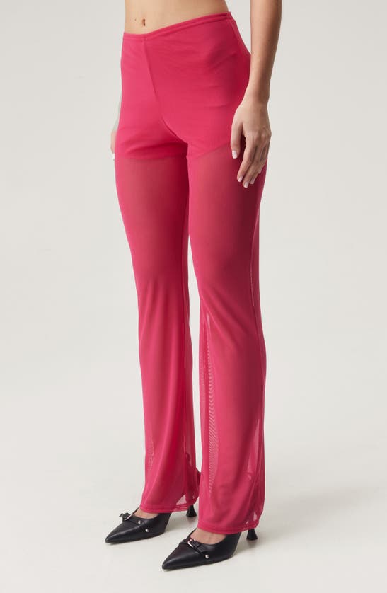 Shop Nasty Gal Bootcut Mesh Pants In Pink