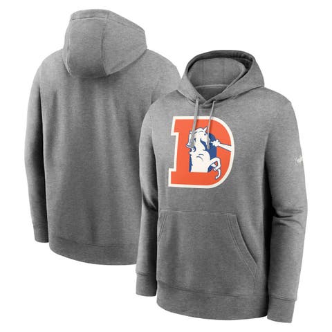 Men's Nike Heather Charcoal Denver Broncos Rewind Club Pullover Hoodie Size: Small