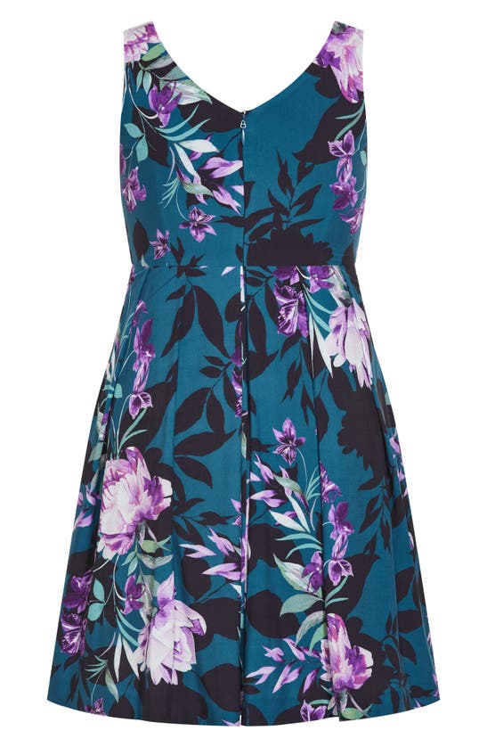 Shop City Chic Hydrangea Floral Print Sleeveless Minidress In Teal Bloom