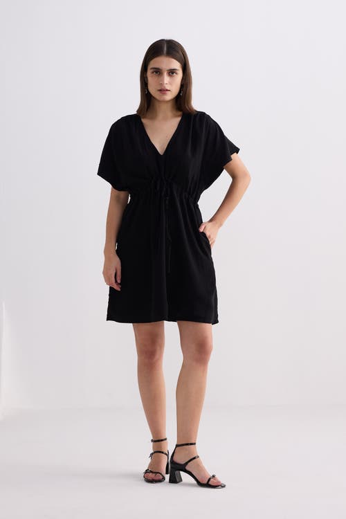 Reistor Short Gathered Dress In Black