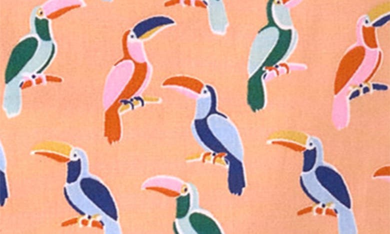 Johnston & Murphy Kids' Toucan Print Short Sleeve Cotton Button-down Shirt In Melon