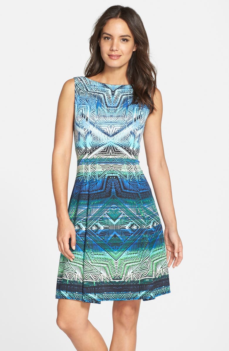 Maggy London Geo Print Scuba Fit & Flare Dress | Nordstrom