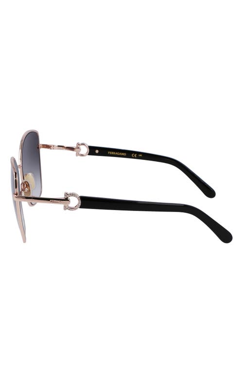 Ferragamo Gancini Tea Cup 60mm Gradient Butterfly Sunglasses In Rose Gold/ Grey Grdnt