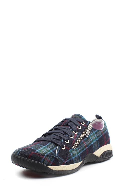 Sienna Sneaker in Navy Plaid Fabric