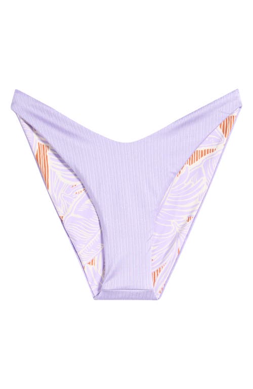 Maaji Lavander Wisteria Splendour High Cut Reversible Bikini Bottoms In Lavender