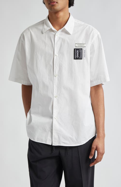 Undercover Oversize Chaos Short Sleeve Button-Up Shirt White at Nordstrom,