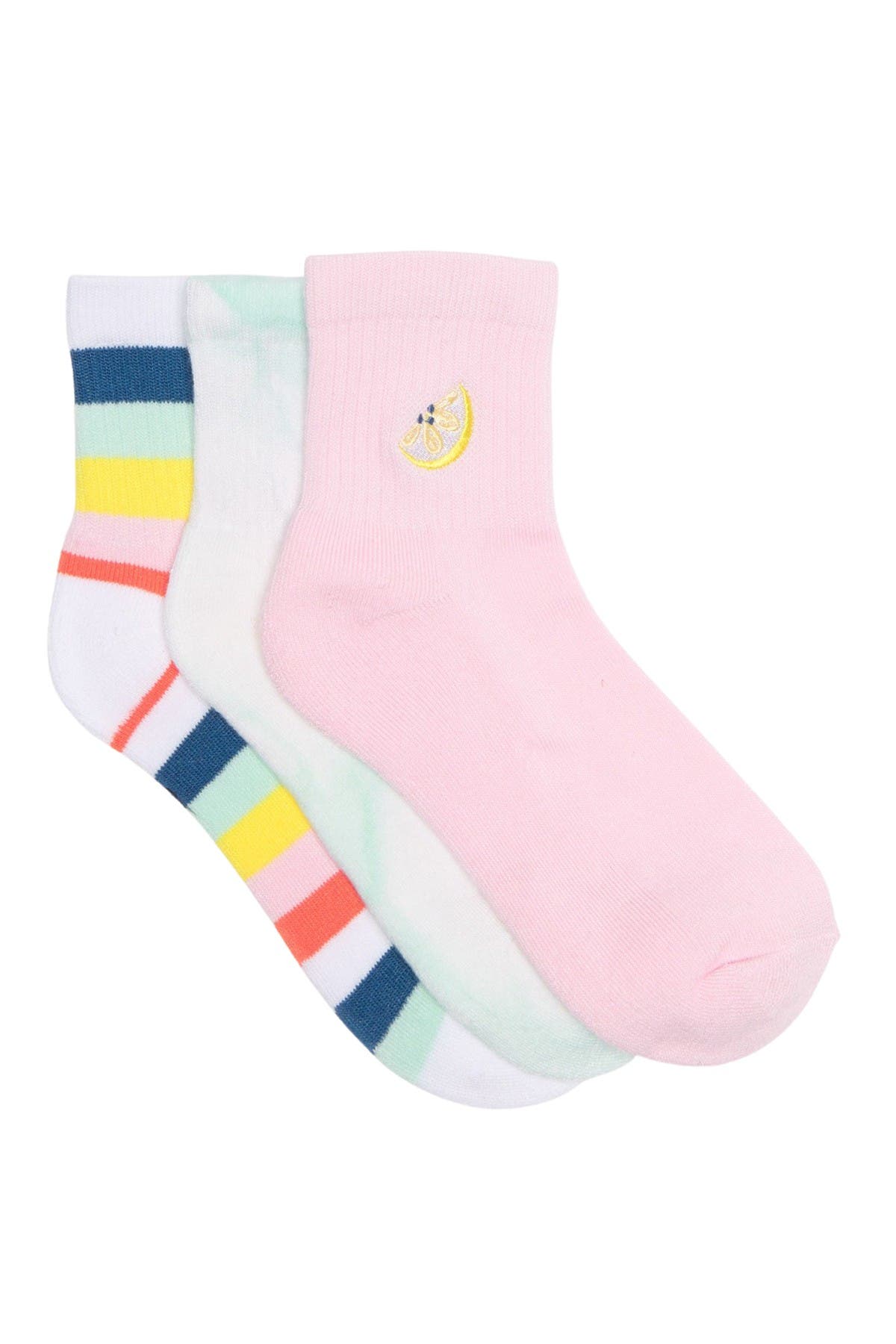 Abound Embroidered Ankle Socks In Pink Opal Lemon