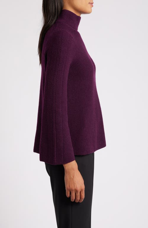 Shop Anne Klein Mock Neck Rib Sweater In Deep Plum