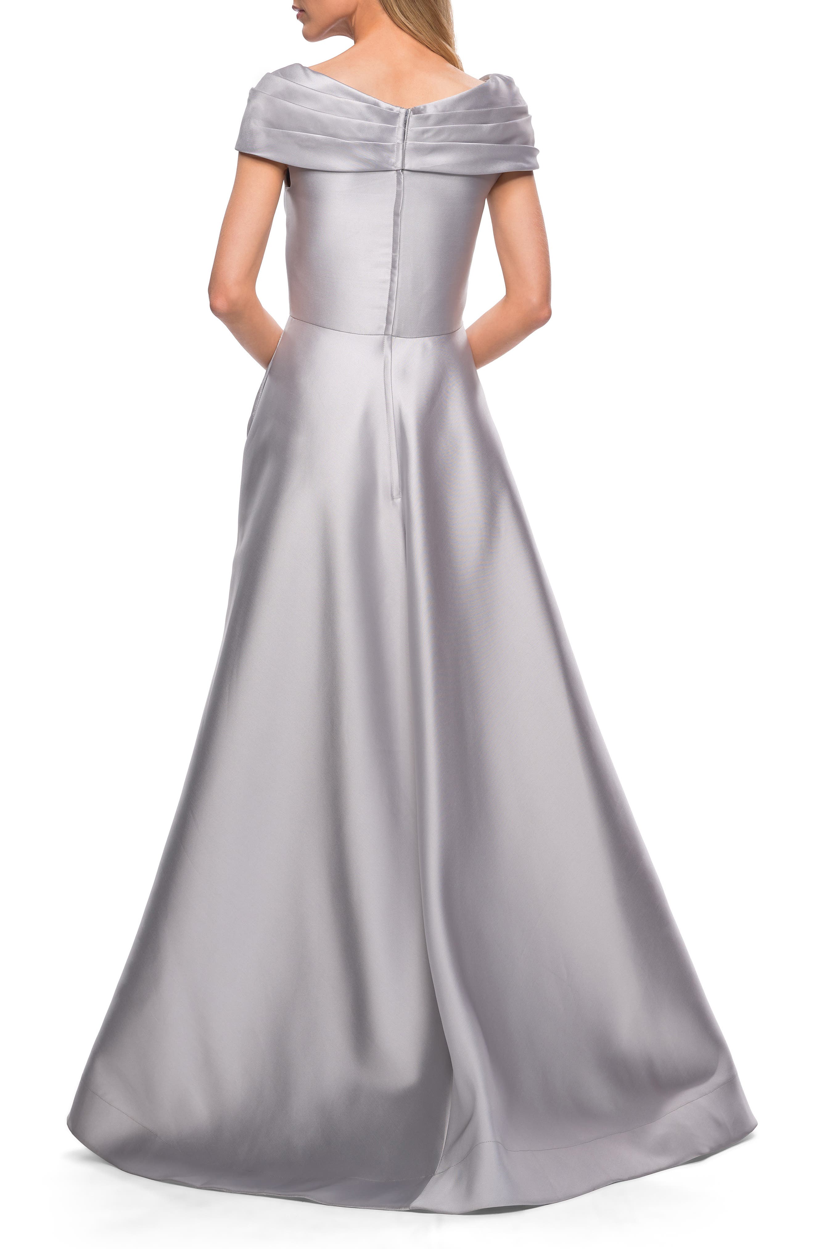 La Femme Metallic Satin Ballgown 