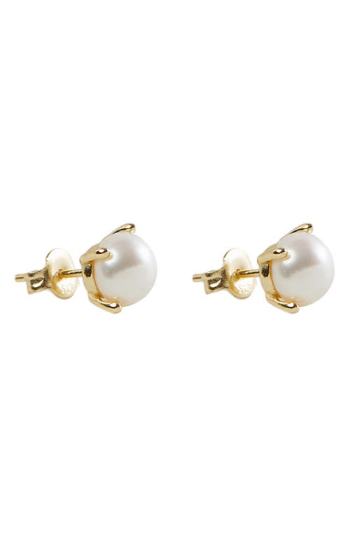 Argento Vivo Sterling Silver Freshwater Pearl Stud Earrings in Gold at Nordstrom