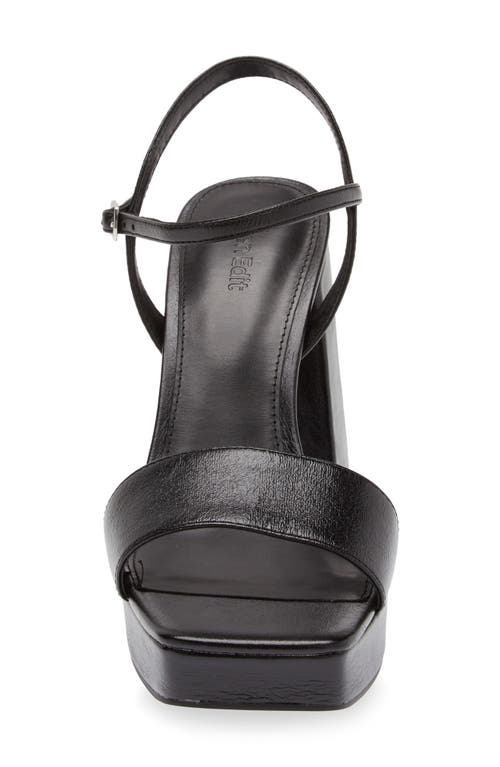 Open Edit Noella Ankle Strap Platform Sandal In Black Metallic