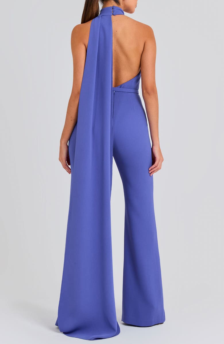 NADINE MERABI Lorrie Drape Halter Neck Wide Leg Jumpsuit | Nordstrom