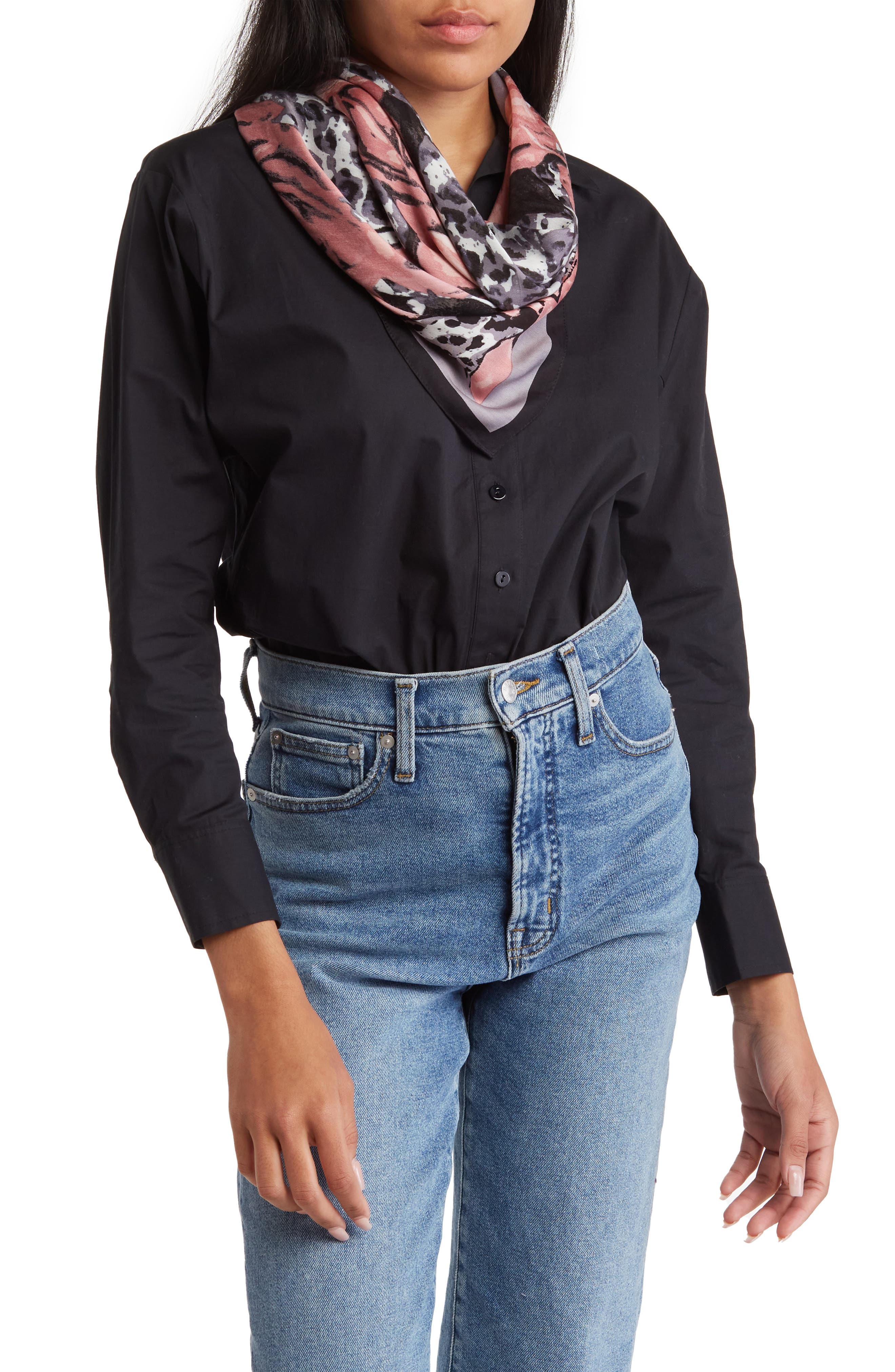 Vince Camuto Rose & Leopard Print Square Scarf Nordstromrack