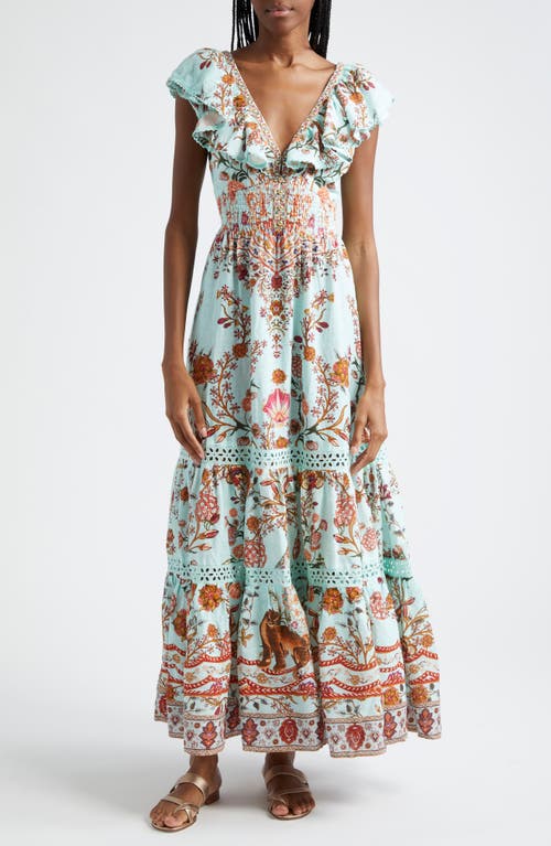 Camilla Weaving Worlds Floral Tiered Linen Maxi Dress