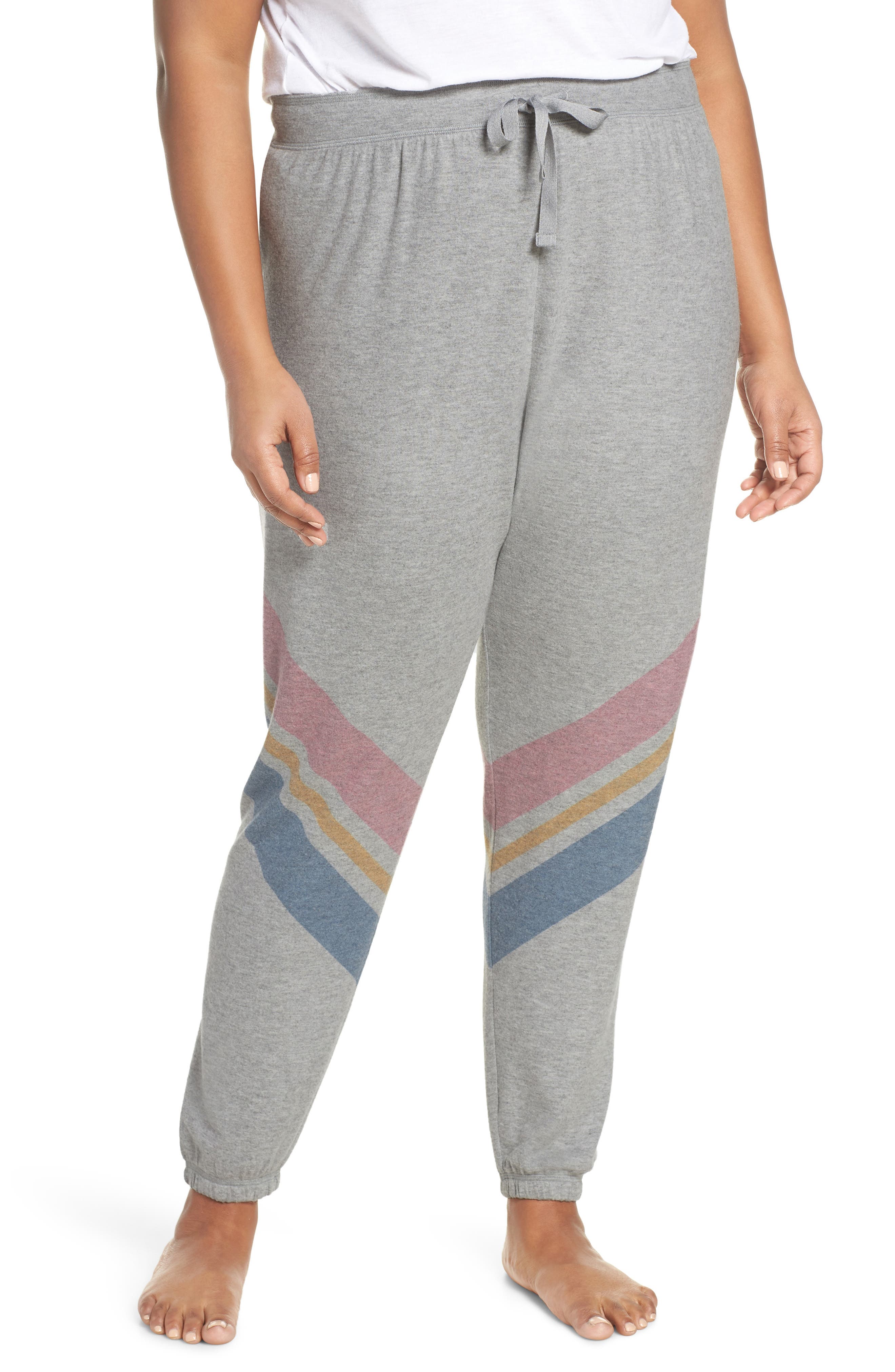 Plus Size Pj Salvage Lounge Essentials Chevron Sweatpants, Grey
