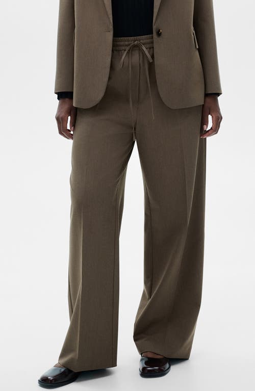 Mango Elasticized Tie Waist Relaxed Pants In Brown In Brown