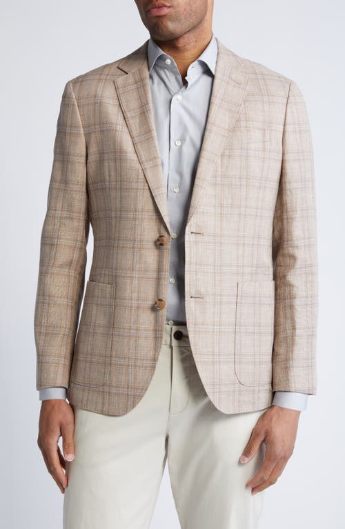 Nordstrom Plaid Linen & Cotton Sport Coat Tan Pisa at Nordstrom,