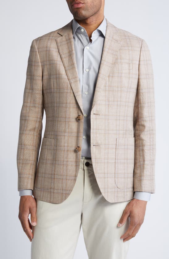 Nordstrom Plaid Linen & Cotton Sport Coat In Transparent