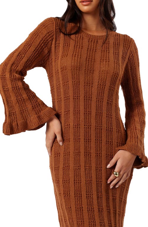 Petal And Pup Petal & Pup Colter Rib Long Sleeve Maxi Sweater Dress In Brown