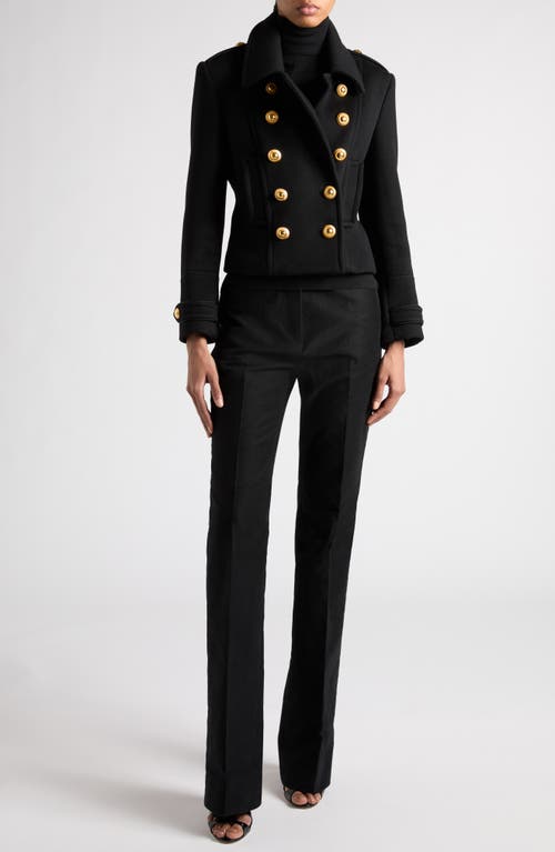 Shop Tom Ford Virgin Wool Crop Peacoat In Lb999 Black