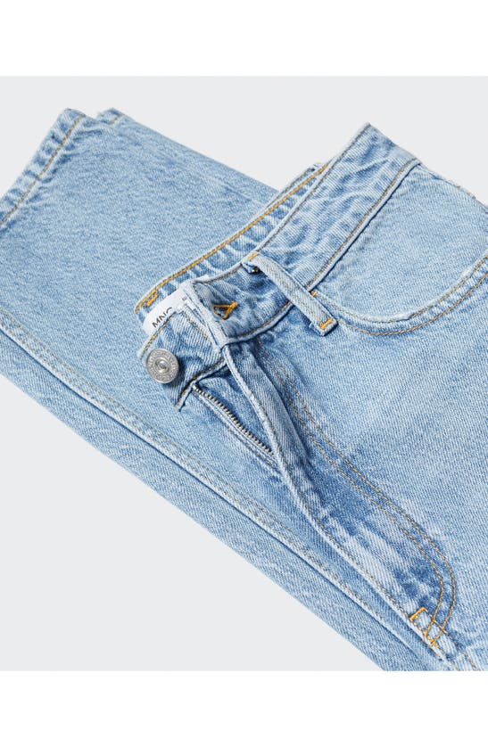 Shop Mango High Waist Ankle Tapered Mom Jeans In Medium Blue