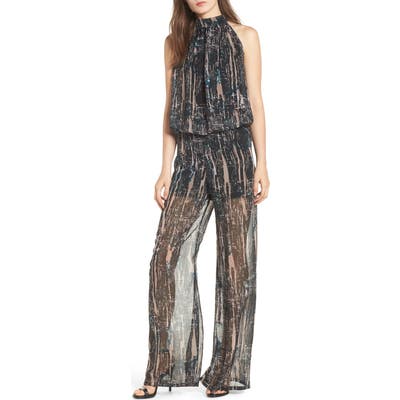 Sentimental Ny Halter Chiffon Jumpsuit, Black